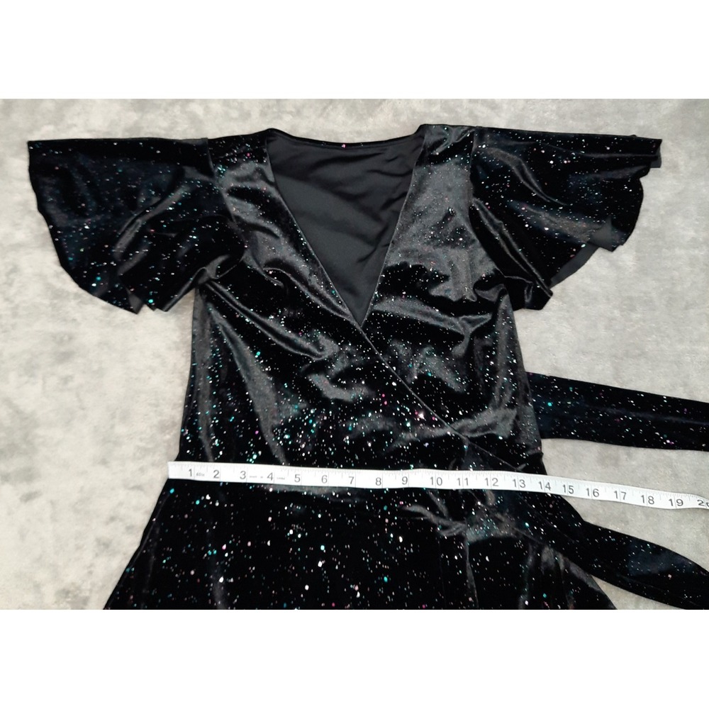 BlackMilk All That Glitters Black Velvet Wrap Midaxi Dress Small Whimsigoth Vamp - Picture 14 of 16